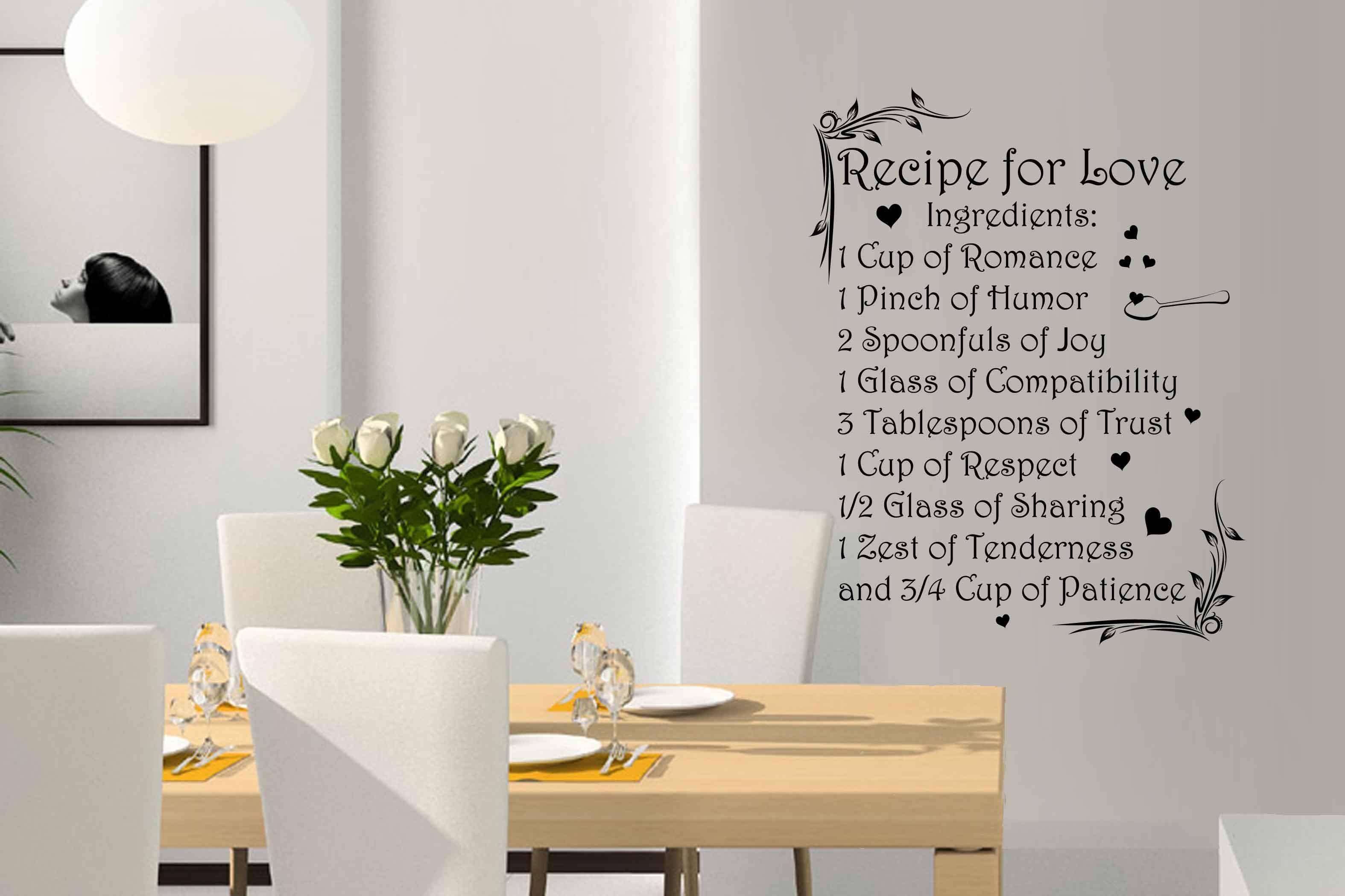 Виниловая наклейка на стену Рецепт любви (на английском) купить