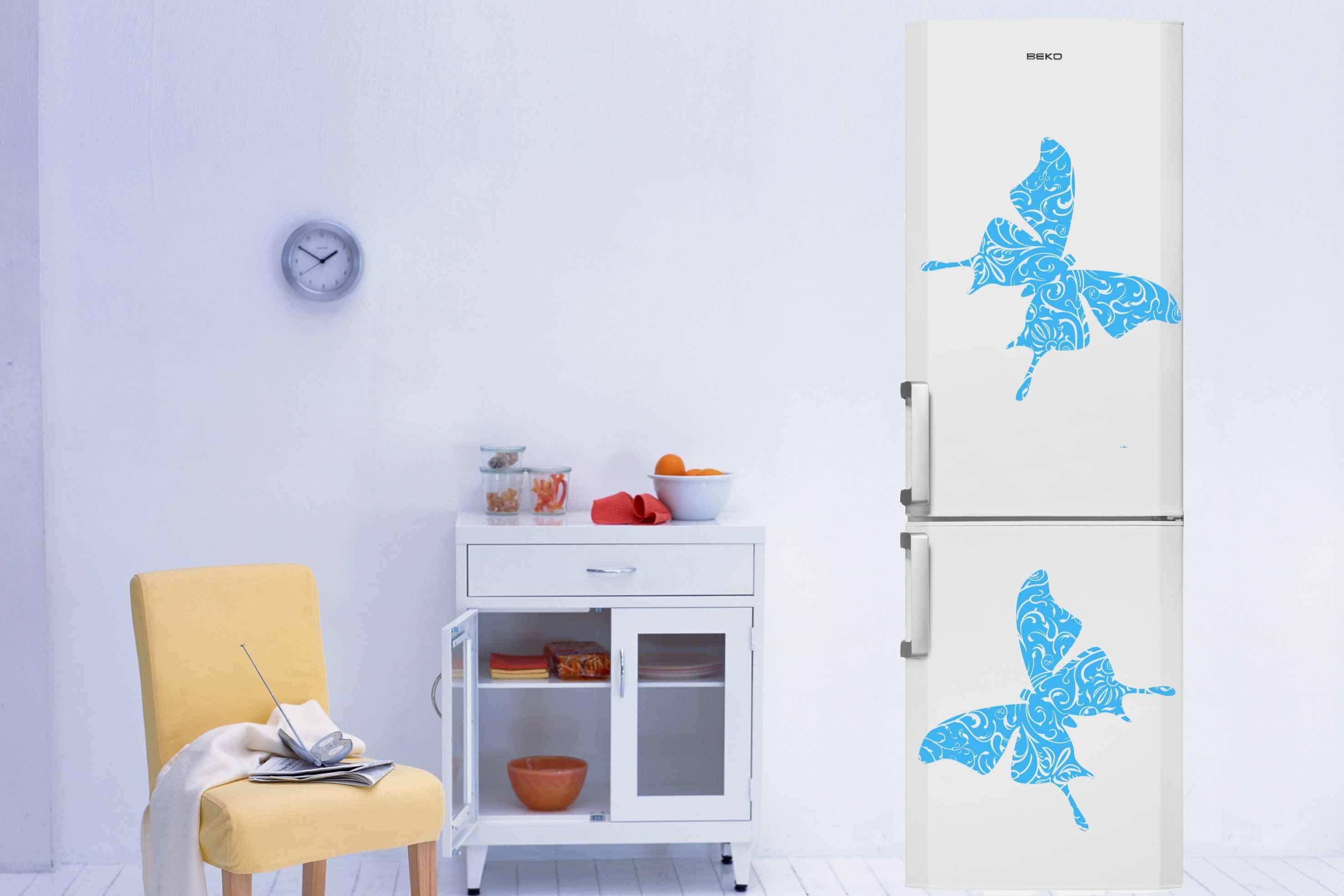 Виниловая наклейка на стену Две бабочки для холодильника купить