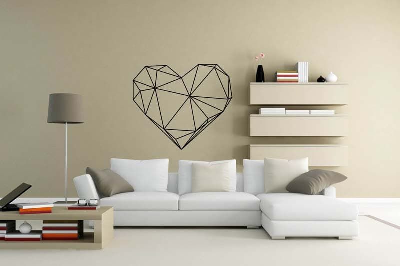 Наклейка на стену "Сердце оригами"