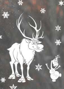 Дизайнерская наклейка на стену Олень Свен и снеговик Холодное сердце (на окно)