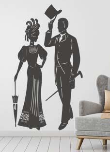 Дизайнерская наклейка на стену Леди и джентльмен (Лондон)