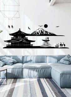 Дизайнерская наклейка на стену Японский пейзаж