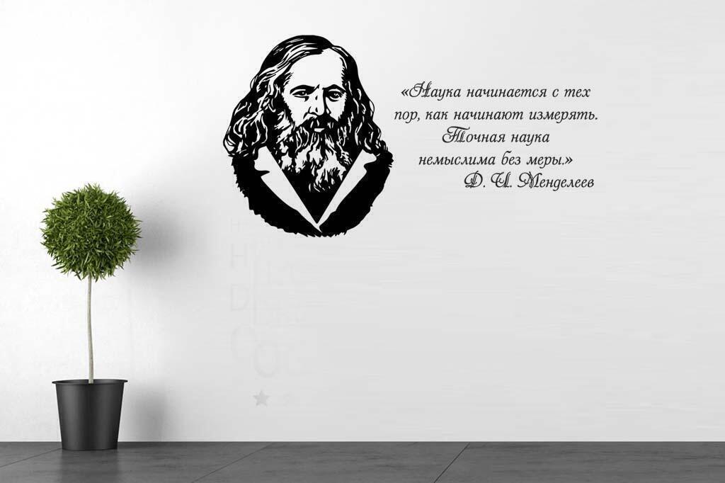 Виниловая наклейка на стену Менделеев Д.И. портрет с цитатой купить