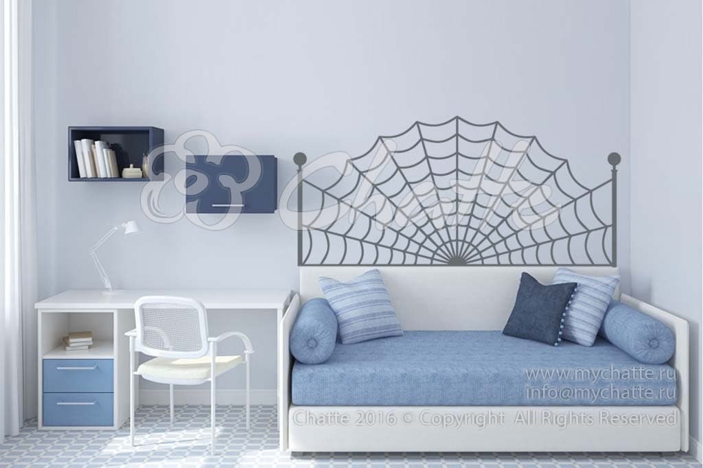 Дизайнерская наклейка на стену Изголовье кровати Человека-паука (паутина)