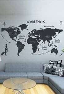 Дизайнерская наклейка на стену Карта путешествий