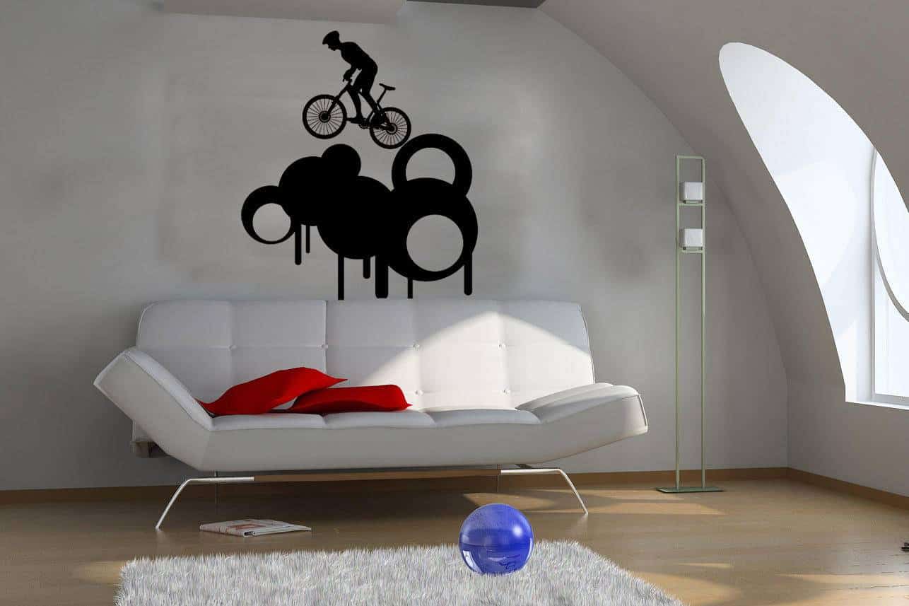 Дизайнерская наклейка на стену Велосипедист 1