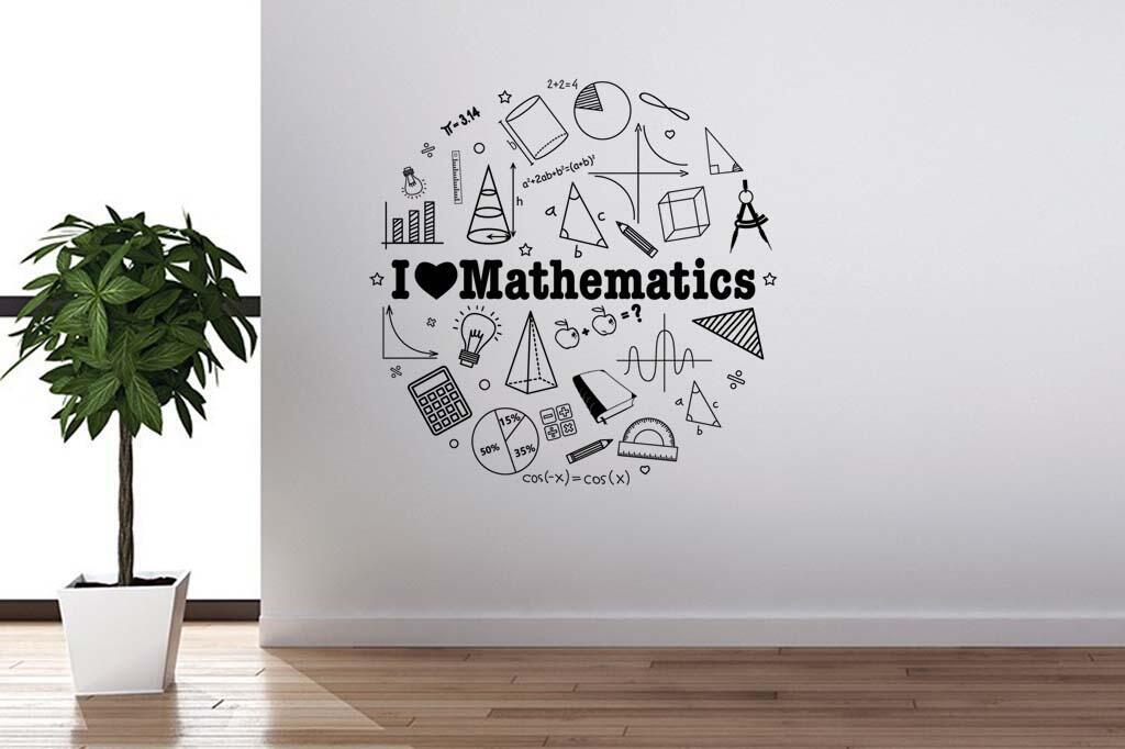 Виниловая наклейка на стену Я люблю математику купить