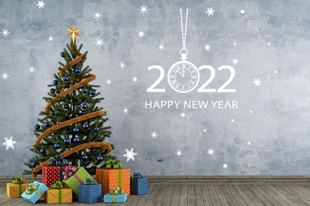 Виниловая наклейка на стену С Новым 2022 годом (на английском языке) купить