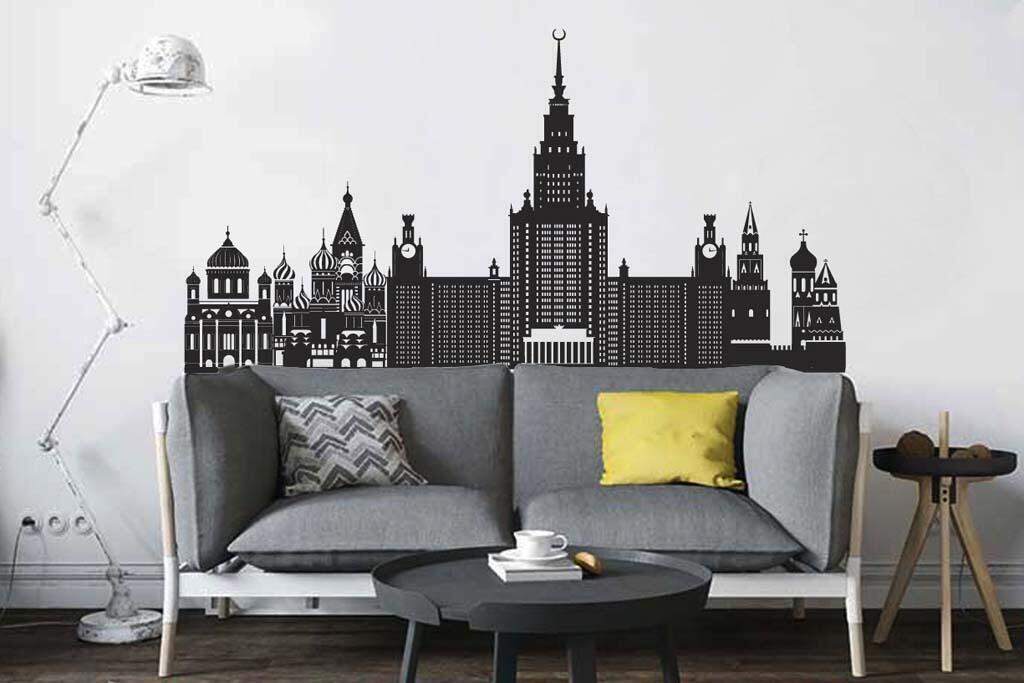 Дизайнерская наклейка на стену Достопримечательности Москвы