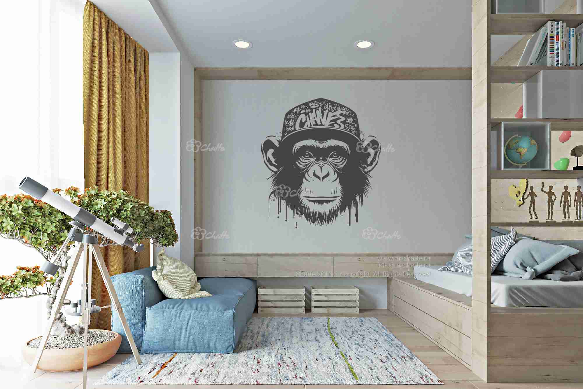 Виниловая наклейка на стену Обезьяна 1 (граффити) купить