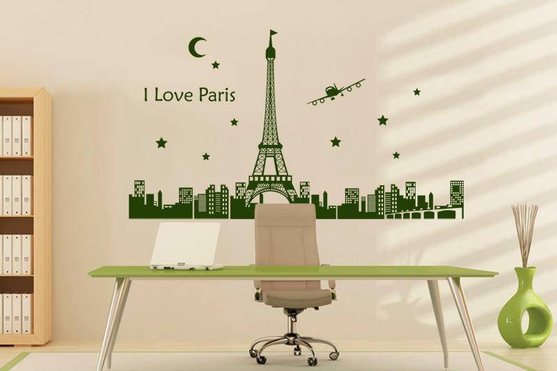 Дизайнерская наклейка на стену Я люблю Париж