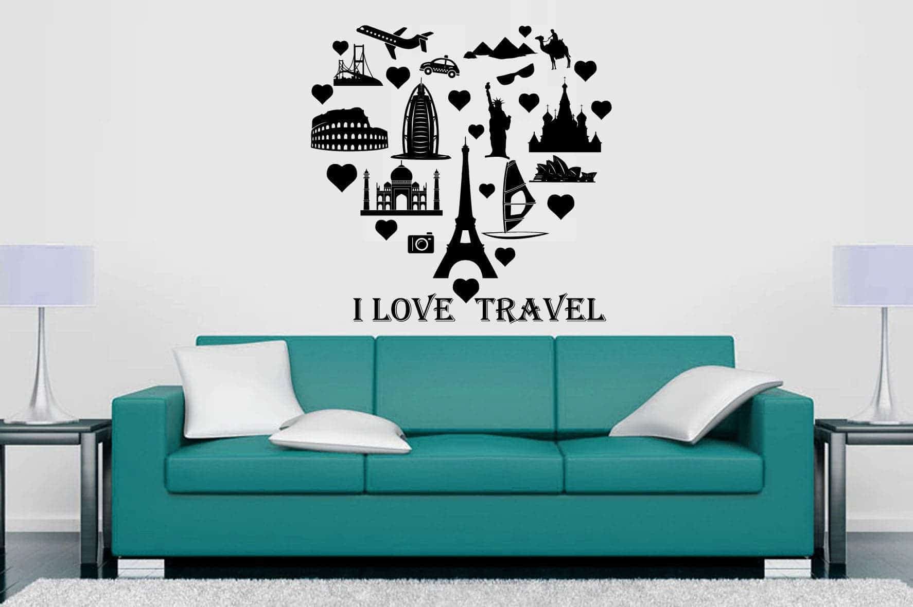 Дизайнерская наклейка на стену Любовь к путешествиям