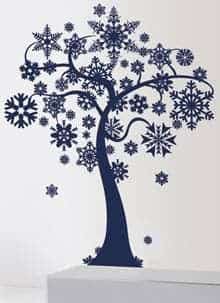 наклейка Дерево со снежинками
