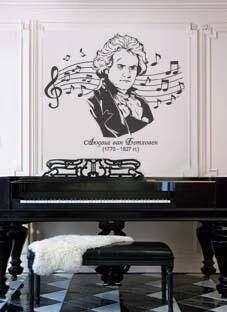 наклейка Бетховен (портрет, ноты)