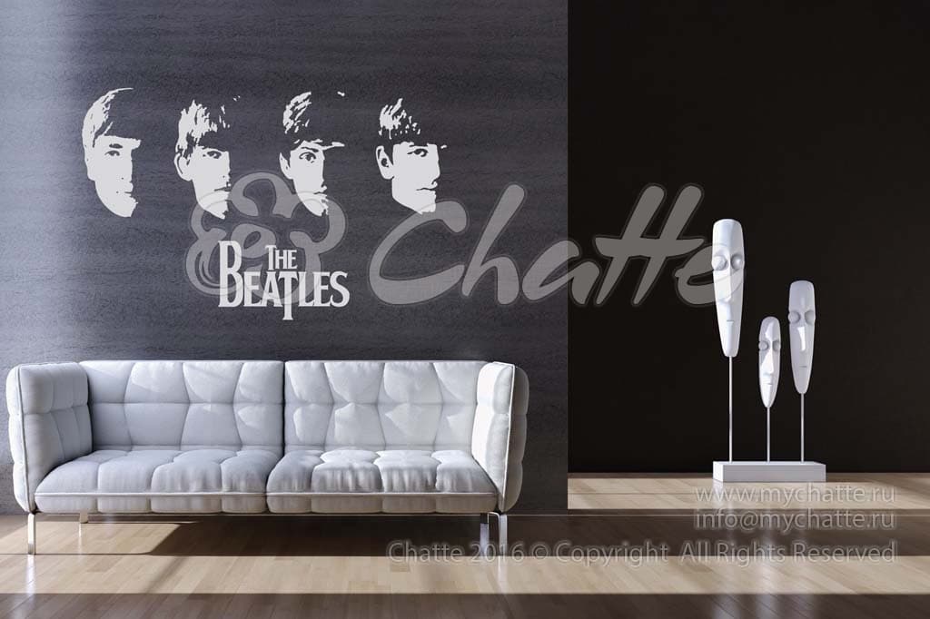 Виниловая наклейка на стену The Beatles (Битлз) для темной стены купить