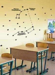 Дизайнерская наклейка на стену Созвездия Большой и Малой Медведицы (с набором 30 звезд)