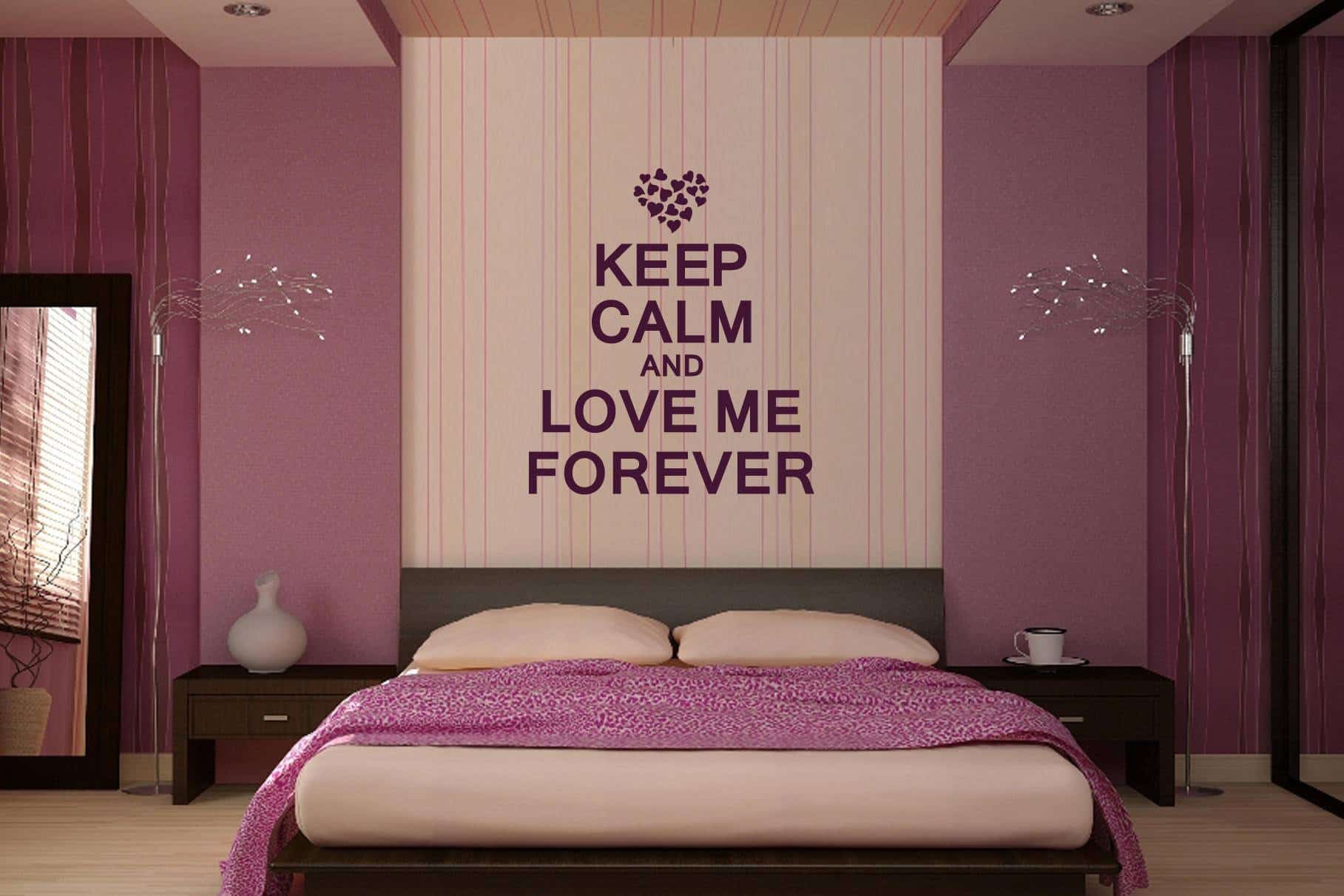 Виниловая наклейка на стену Keep calm and love me forever купить
