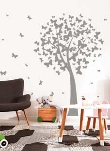 Дизайнерская наклейка на стену Дерево из бабочек