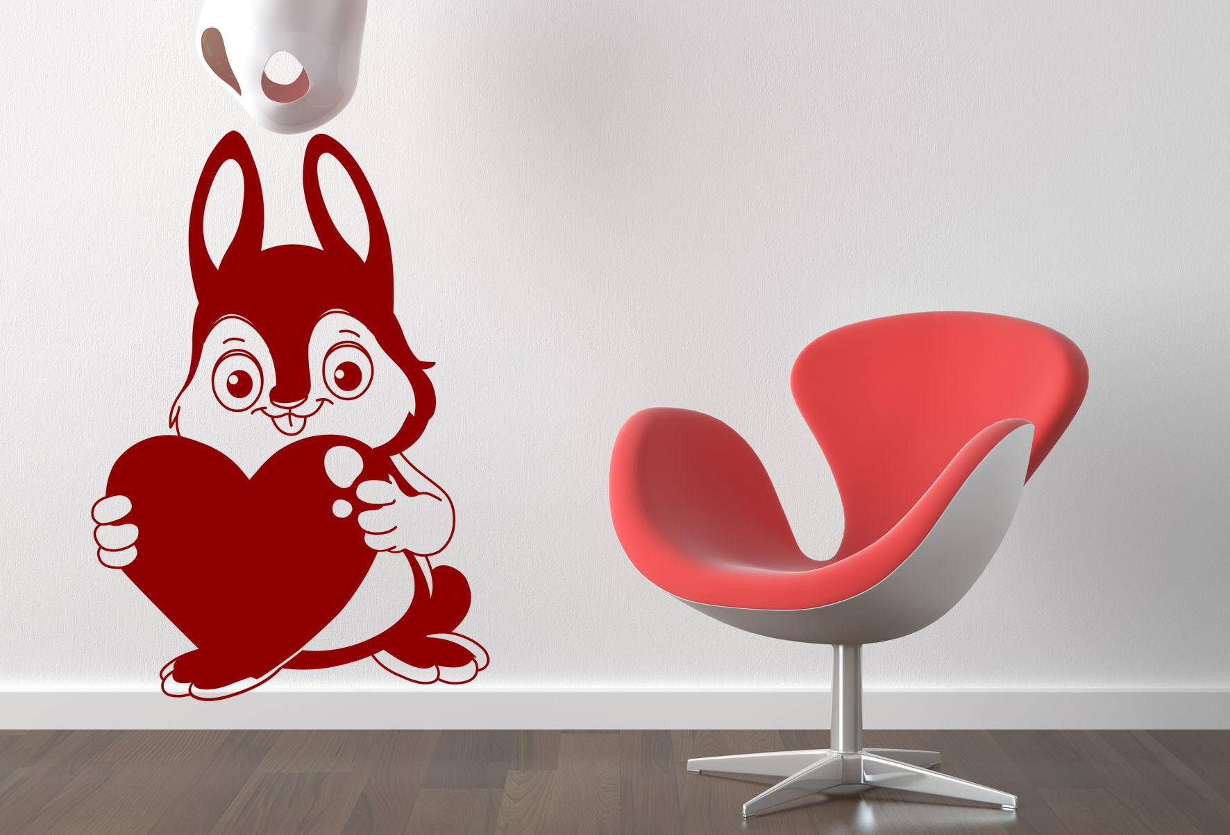 Виниловая наклейка на стену Влюбленный кролик купить