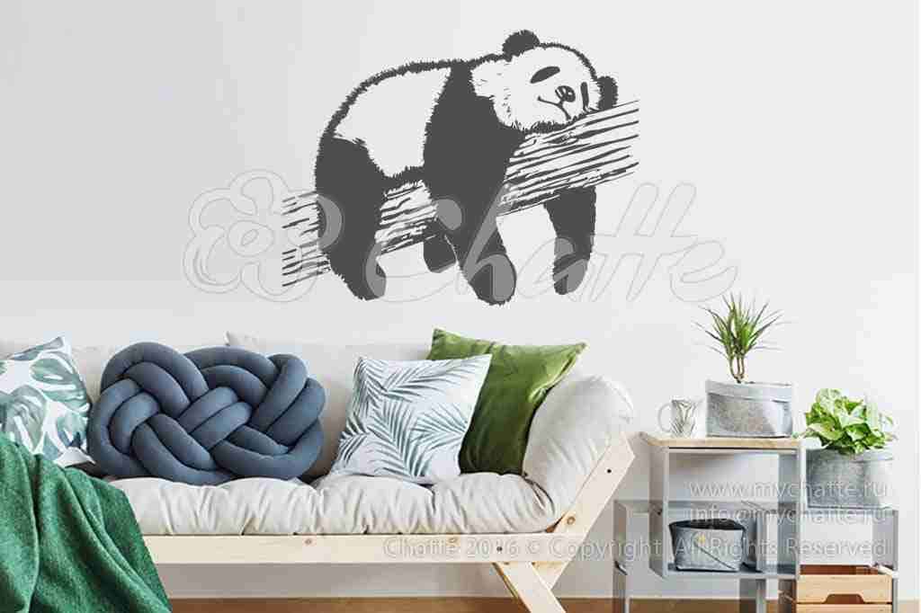 Виниловая наклейка на стену Спящая панда купить